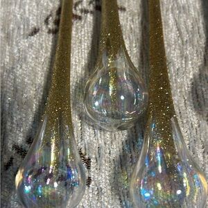 Gold and Clear Glass Teardrop Ornaments